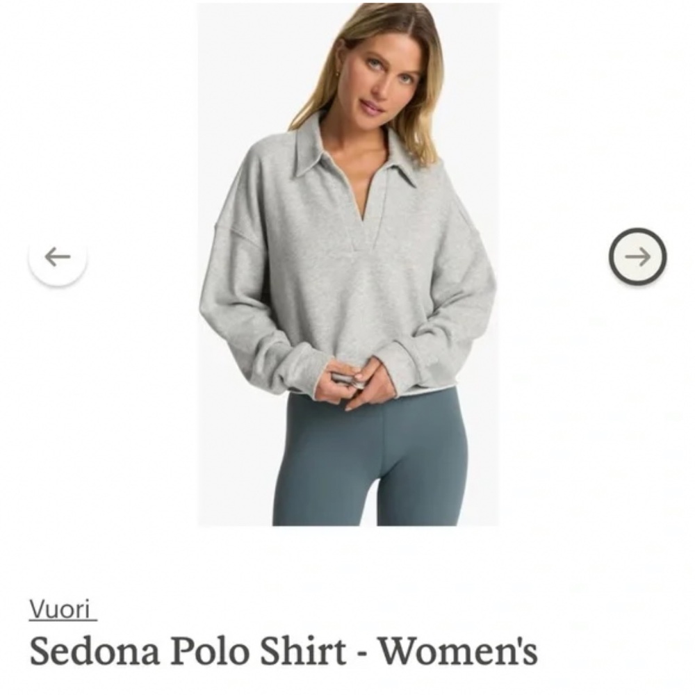 Vuori Gray Women's long sleeve Sedona Polo Sweatshirt size small GUC very soft